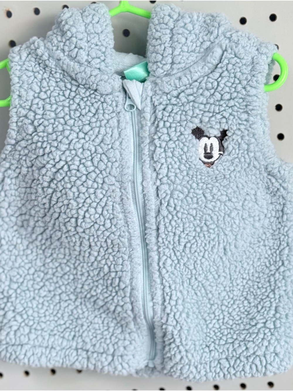 Disney Baby Light Blue Sherpa Kids One-Piece Vest with Mickey Mouse Patch